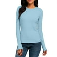 thumbnail image 1 of Lenpel Long Sleeve Shirts for Women Crew Neck Slim T-Shirts Base Layer Tops Casual Basic Tees Trendy Tunic Blouses(Light Blue,X-Large), 1 of 7