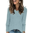 thumbnail image 1 of Lenpel Long Sleeve Shirts for Women Soft Ribbed Knit V Neck Casual Basic Tunic Tops 2025 Trendy Fall Blouses, 1 of 6