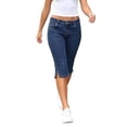 thumbnail image 1 of Lenpel Low Rise Capri Jeans for Women Straight Leg Stretch Denim Capri Cropped Pants Casual Comfy Streetwear Clothes(Dark Blue,Large), 1 of 7