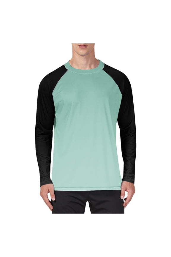 Men's Big and Tall Shirts Long Sleeve Crew Neck Color Block Slim T-Shirts Casual Basic Tees Fashion Tee Shirts