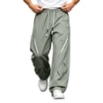 thumbnail image 1 of Lenpel Men's Hiking Pants Trendy Drawstring Low Rise Pants with Zipper Pockets Wide Leg Workout Trousers Fall Clothes(Army Green,Large), 1 of 7