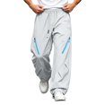 thumbnail image 1 of Lenpel Men's Hiking Pants Trendy Drawstring Low Rise Pants with Zipper Pockets Wide Leg Workout Trousers Fall Clothes(Gray,XX-Large), 1 of 7