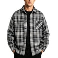 thumbnail image 1 of Lenpel Men's Oversized Shirts Plaid Long Sleeve Collared Button down Shirts Casual Loose Work Tops with Pocket Fall Clothes(Black bb2,X-Large), 1 of 6