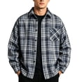 thumbnail image 1 of Lenpel Men's Oversized Shirts Plaid Long Sleeve Collared Button down Shirts Casual Loose Work Tops with Pocket Fall Clothes(Navy,XX-Large), 1 of 5