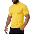 thumbnail image 1 of Lenpel Men's T-Shirts Short Sleeve Mock Neck Solid Color Slim Tee Shirts Casual Basic Tees Fashion Summer Tops, 1 of 5