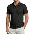 thumbnail image 1 of Lenpel Men's T-Shirts Short Sleeve Quarter Button Collared Textured Shirts Breathable Tee Shirts Casual Summer Tops, 1 of 6