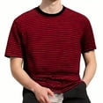 thumbnail image 1 of Lenpel Men's T-Shirts Trendy Short Sleeve Crew Neck Striped Tee Shirts Basic Casual Tees Fashion Summer Tops, 1 of 7