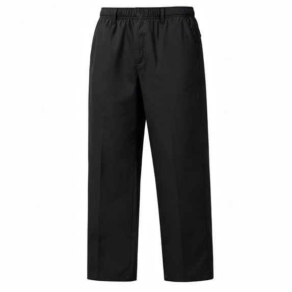 Lenpel Mens Casual Pants Fall Elastic Waist Loose Pants Lightweight Comfy Straight Leg Trousers with Pockets(Black,Medium)