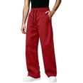 thumbnail image 1 of Lenpel Mens Casual Sweatpants Fall Elastic Waist Drawstring Straight Leg Trousers with Pockets Solid Color Warm Work Pants(Red,X-Large), 1 of 8