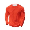 thumbnail image 1 of Lenpel Mens Shirts Trendy Textured Crew Neck Long Sleeve Basic Sweatshirts Casual Solid Color Pullover Tops(Orange,Small), 1 of 6