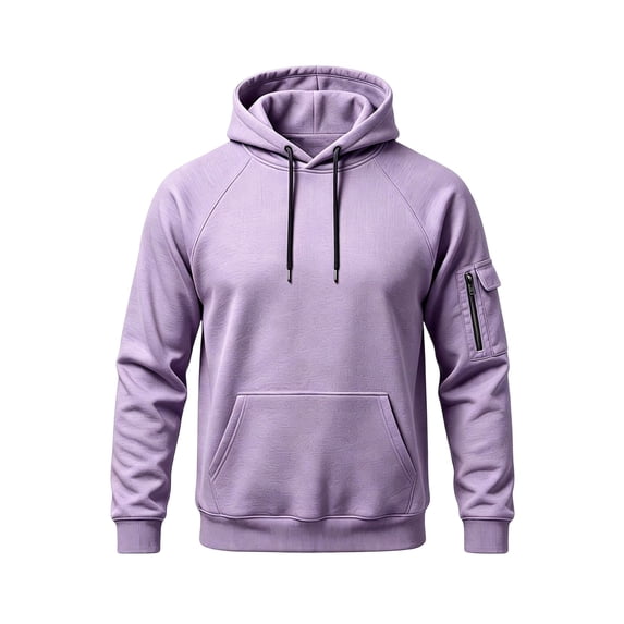 Lenpel Mens Trendy Drawstring Hoodies Athletic Long Sleeve Fleece Warm Sweatshirt Loose Fit Pullover Tops with Pockets(Purple,XX-Large)