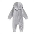 thumbnail image 1 of Lenpel Newborn Baby Boy Girl Clothes Unisex Long Sleeve Zip up Hooded Romper Fall Winter Warm Jumpsuits 0-12 Months, 1 of 2