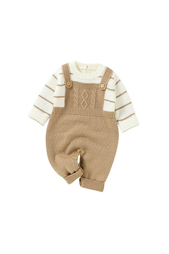 Newborn Baby Boy Girl Sweater Rompers Infant Long Sleeve Crew Neck Button Knitted Jumpsuits Fall Winter Outfits