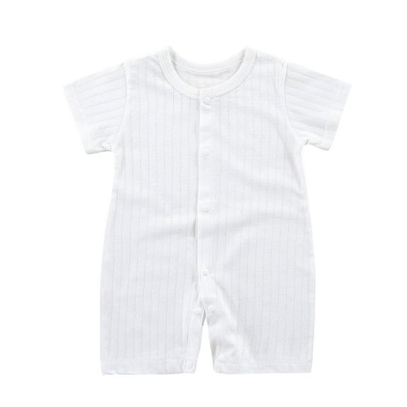 Lenpel Newborn Baby Clothes Soft Cotton Solid Short Sleeve Button down Jumpsuits Summer Outfits for 0-12 M