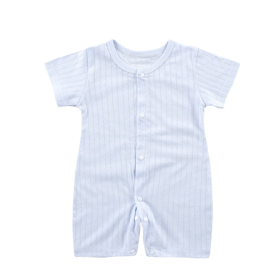 Lenpel Newborn Baby Clothes Soft Cotton Solid Short Sleeve Button down Jumpsuits Summer Outfits for 0-12 M