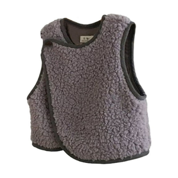 Lenpel Newborn Baby Clothes Soft Infant Boys Girls Button Sleeveless Fleece Jacket Fuzzy Warm Vest for 2-24 M
