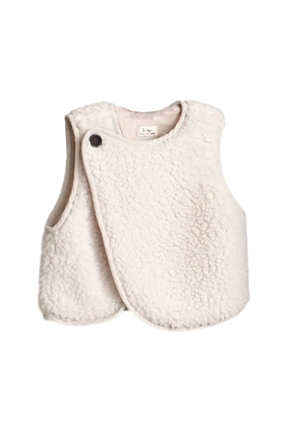 Newborn Baby Clothes Soft Infant Boys Girls Button Sleeveless Fleece Jacket Fuzzy Warm Vest for 2-24 M