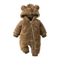thumbnail image 1 of Lenpel Newborn Baby Fleece Jumpsuits 0-18 Months Cute Thick Warm Zip up Hooded Romper Infant Winter Snowsuit, 1 of 7