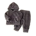 thumbnail image 1 of Lenpel Newborn Baby Fleece Sweatsuits Infant Cute Fuzzy Warm Pullover Hoodie Pants 2 Pcs Fall Winter Clothes Set, 1 of 6