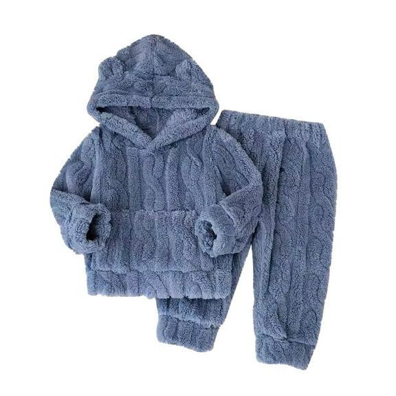 Lenpel Newborn Baby Fleece Sweatsuits Infant Cute Fuzzy Warm Pullover Hoodie Pants 2 Pcs Fall Winter Clothes Set