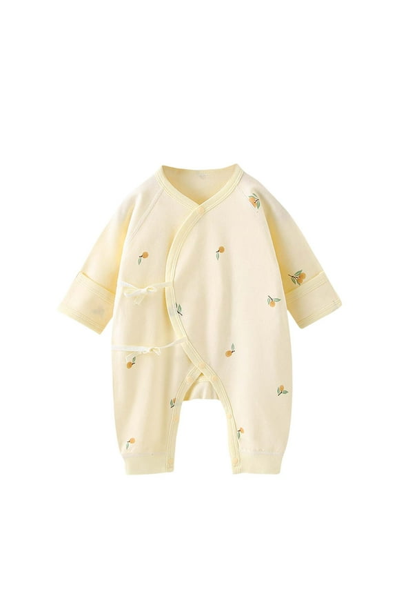 Newborn Baby Footless Romper Cotton Long Sleeve Button down Jumpsuit Spring Fall Outfits 0-9 Months