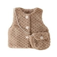 thumbnail image 1 of Lenpel Newborn Baby Girl Clothes Fuzzy Warm Button down Sleeveless Jacket Fall Winter Fleece Vest with Bag, 1 of 3