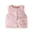 thumbnail image 1 of Lenpel Newborn Baby Girl Clothes Fuzzy Warm Button down Sleeveless Jacket Fall Winter Fleece Vest with Bag, 1 of 3