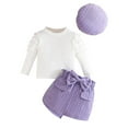 thumbnail image 1 of Lenpel Newborn Baby Girl Clothes Puff Long Sleeve Shirt Tops Skirt with Warm Hat 3 Pcs Fall Winter Outfits Set, 1 of 3