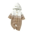 thumbnail image 1 of Lenpel Newborn Baby Hooded Jumpsuit Soft Warm Long Sleeve Color Block Knitted Sweater Romper Fall Winter Clothes, 1 of 2