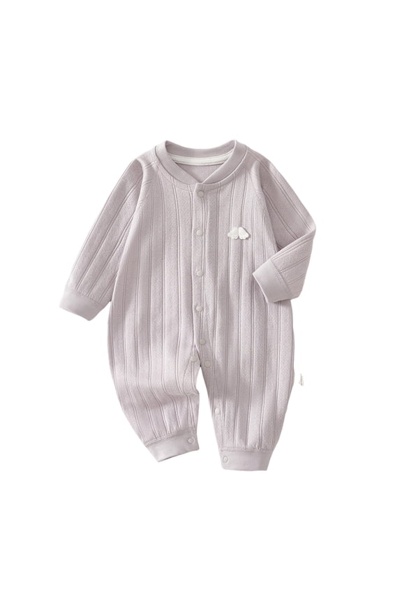 Newborn Baby Jumpsuits Unisex Boys Girl Long Sleeve Button down Footless Rompers Infant Spring Fall Clothes