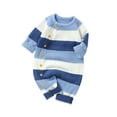 thumbnail image 1 of Lenpel Newborn Baby Knitted Rompers Long Sleeve Crew Neck Button down Color Block Jumpsuits Infant Boy Girl Clothes, 1 of 3