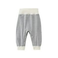 thumbnail image 1 of Lenpel Newborn Baby Pants Unisex Boys Girls Soft Cotton High Waist Button Trousers Infant Toddler Pants, 1 of 2