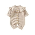 thumbnail image 1 of Lenpel Newborn Baby Sweater Rompers Ruffle Long Sleeve Button down Knitted Jumpsuits Infant Fall Winter Clothes, 1 of 2