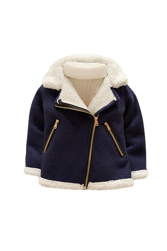 Newborn Baby Winter Coats Thick Warm Zip up Lapel Boys Girls Fleece Jacket Padded Fuzzy Outwear 3 M-2 Y