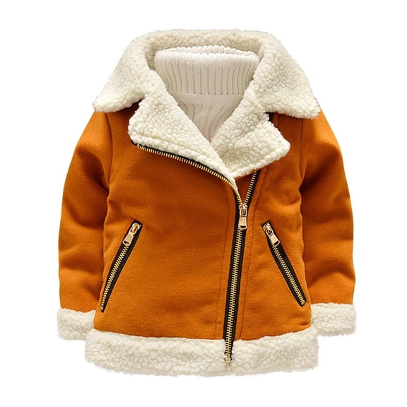 Lenpel Newborn Baby Winter Coats Thick Warm Zip up Lapel Boys Girls Fleece Jacket Padded Fuzzy Outwear 3 M-2 Y