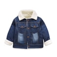 thumbnail image 1 of Lenpel Newborn Clothes Thick Warm Button down Lapel Fleece Lined Denim Jacket Fall Winter Outfits for Girls Boys, 1 of 3