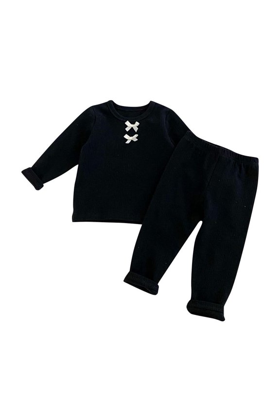 Newborn Infant Baby Girl Clothes Cotton Ribbed Long Sleeve Crew Neck Tops Pants Set 2 PCs Spring Fall Outfits
