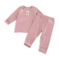 thumbnail image 1 of Lenpel Newborn Infant Baby Girl Clothes Cotton Ribbed Long Sleeve Crew Neck Tops Pants Set 2 PCs Spring Fall Outfits, 1 of 3