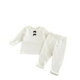 thumbnail image 1 of Lenpel Newborn Infant Baby Girl Clothes Cotton Ribbed Long Sleeve Crew Neck Tops Pants Set 2 PCs Spring Fall Outfits, 1 of 3