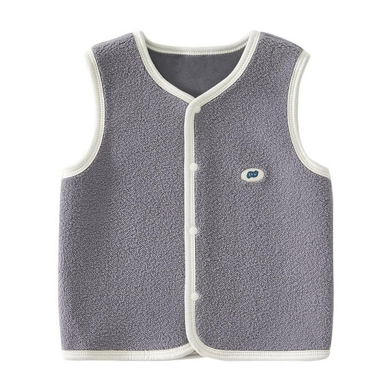 Lenpel Newborn Unisex Clothes Infant Soft Button down Solid Cotton Fleece Vest Children Fall Winter Waistcoat