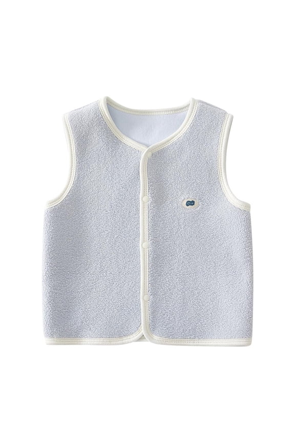 Newborn Unisex Clothes Infant Soft Button down Solid Cotton Fleece Vest Children Fall Winter Waistcoat