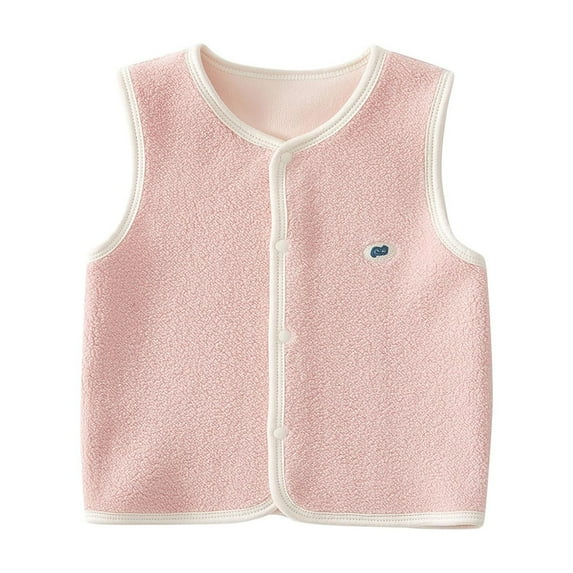 Lenpel Newborn Unisex Clothes Infant Soft Button down Solid Cotton Fleece Vest Children Fall Winter Waistcoat