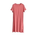 thumbnail image 1 of Lenpel Nightgowns for Women Crew Neck Short Sleeve Midi Sleepwear Casual Pullover Comfy Side Split Pajama Dresses, 1 of 4
