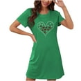 thumbnail image 1 of Lenpel Nightgowns for Women Short Sleeve Crew Neck Heart Printed Nightshirts Soft Casual Mini Sleepdress, 1 of 2