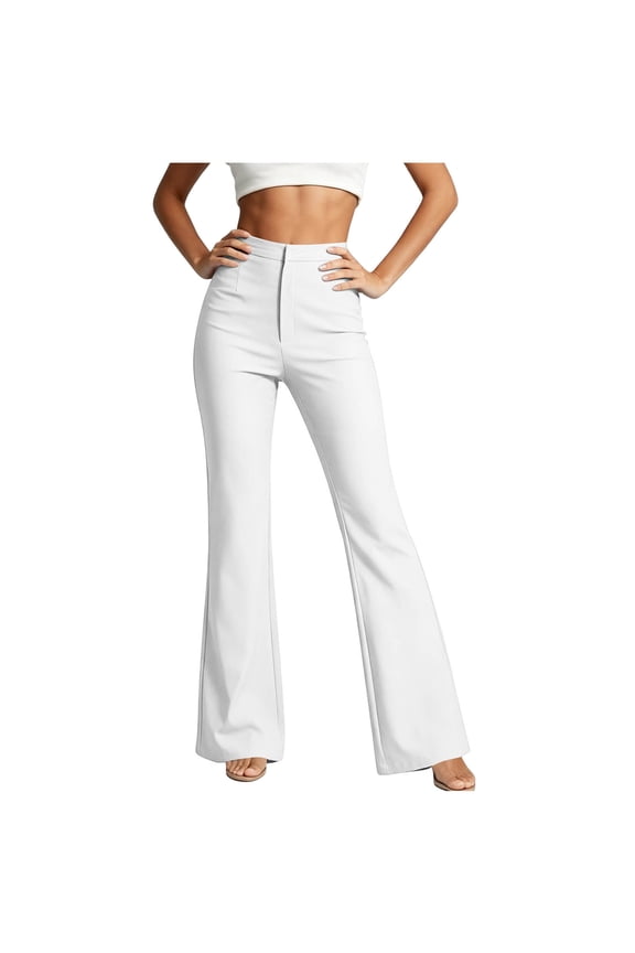 Office Pants for Women Dress Business Trendy High Waist Work Flared Pants Slim Fit Slacks
