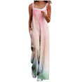 thumbnail image 1 of Lenpel Overalls for Women Loose Sleeveless Spaghetti Strap Tie Dye Wide Leg Jumpsuits Bib Casual Rompers with Pockets, 1 of 6
