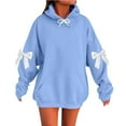 thumbnail image 1 of Lenpel Oversized Hoodies for Women Casual Bow Long Sleeve Drawstring Plus Size Hooded Sweatshirts Loose Pullover Sweatshirts(Light Blue,XX-Large), 1 of 4