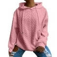 thumbnail image 1 of Lenpel Oversized Hoodies for Women Casual Long Sleeve Cable Hooded Pullover Sweatshirts Fashion Fall Winter Outfits(Pink,X-Large), 1 of 6