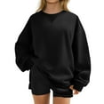 thumbnail image 1 of Lenpel Oversized Sweatshirts for Women Casual Loose Crewneck Long Sleeve Side Split Pullover Tunic Sweater Tops Fall Winter Outfits(Black,X-Large), 1 of 6