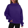 thumbnail image 1 of Lenpel Oversized Sweatshirts for Women Casual Mock Neck Long Sleeve Basic Shirts Loose Fit Solid Color Pullover Tops(Purple,Large), 1 of 9